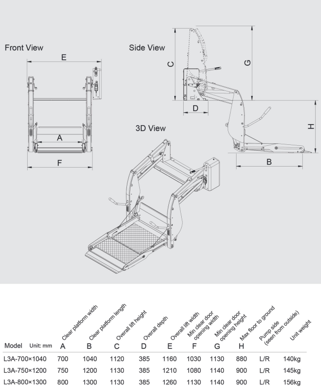Cantilever Wheelchair Lifts-Telescopic Type