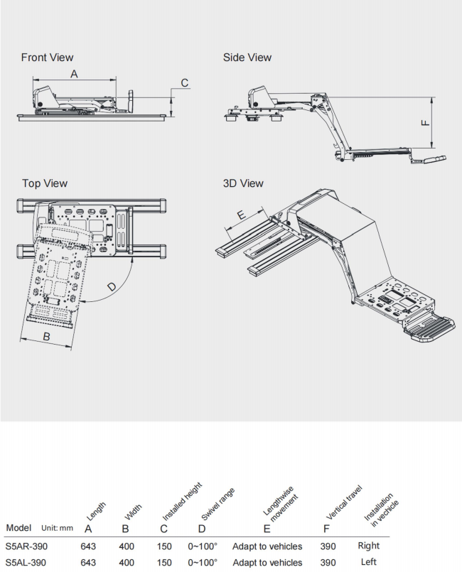 Lift and Swivel Seats -Long Slide Rail Type